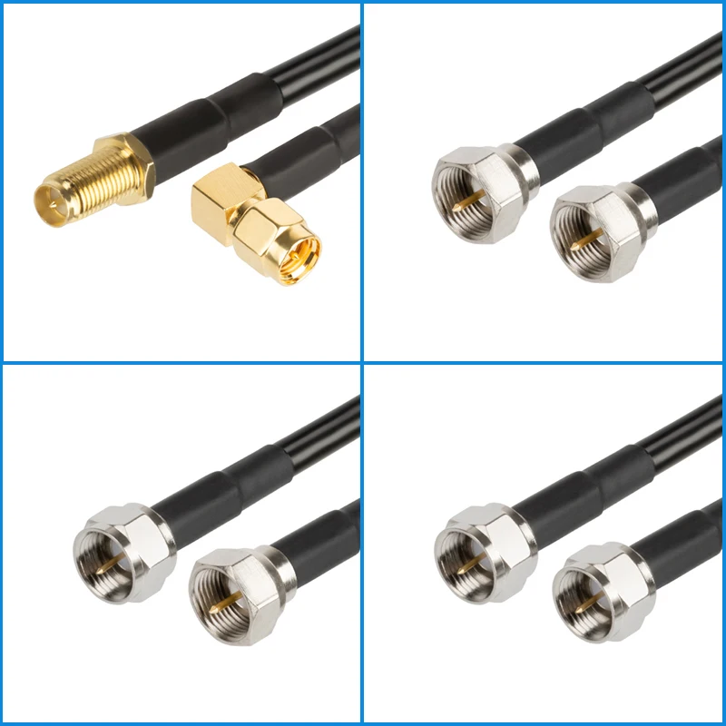 Adaptateur de cloison F mâle vers SMA femelle, câble coaxial en queue de over, câble RG58, câble de prise sma vers SMA mâle 600, 0.3m-30m