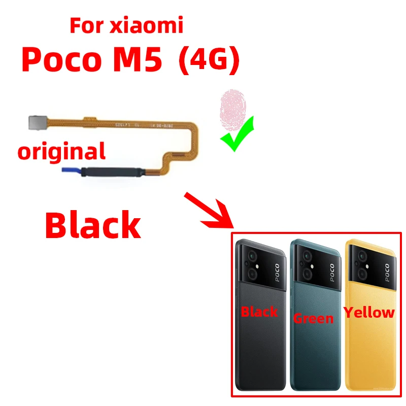 Original For Xiaomi Poco M5 Fingerprint Sensor Home Return Key Menu Power Button Flex Ribbon Cable