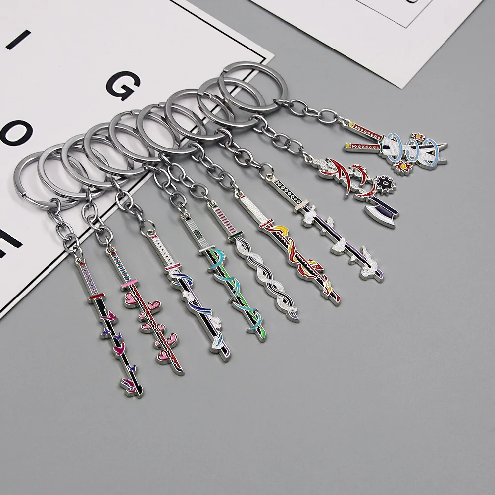 Porte-clés épée de tueur de démons, Anime Kimetsu no Yaiba Tomioka Giyuu Kochou Shinobu, arme Cosplay, pendentif en métal