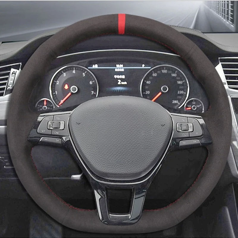 Anti-Slip Wildleder Leder Auto Lenkrad Geflecht Abdeckung Für Volkswagen VW Golf7 Mk7 Neue Polo Jetta Passat B8 Tiguan Sharan