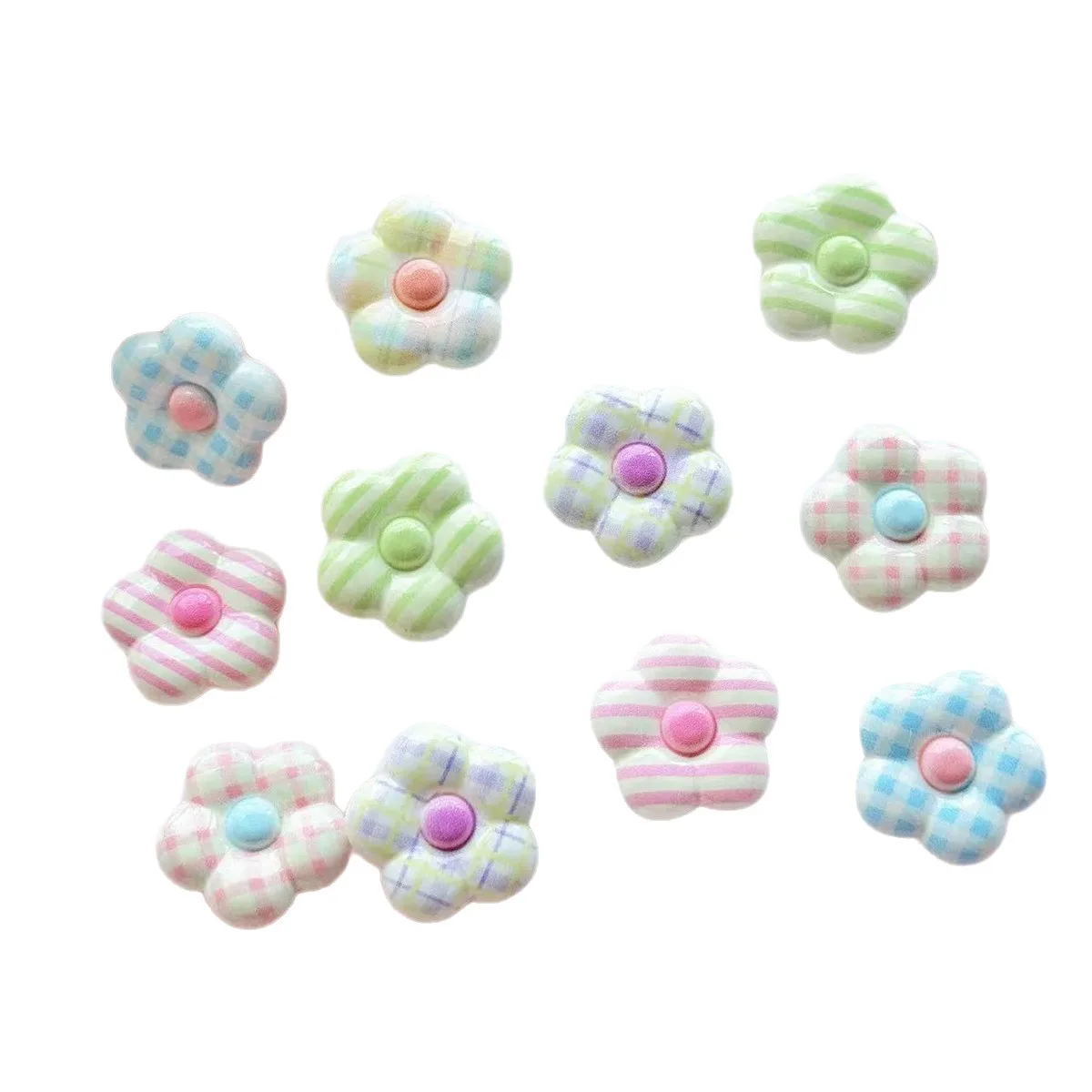 5 個ミニソヴィンテージチェック柄フラワーレジン DIY アクセサリー携帯電話ケースヘアアクセサリーヘアピンクリーム接着剤フラットバック冷凍庫