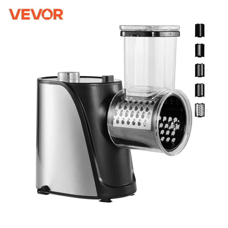 

VEVOR Electric Cheese Grater Salad Maker 250W Salad Shooter Electric Vegetable Slicer Shredder Chopper for Fruits 5 Attachments