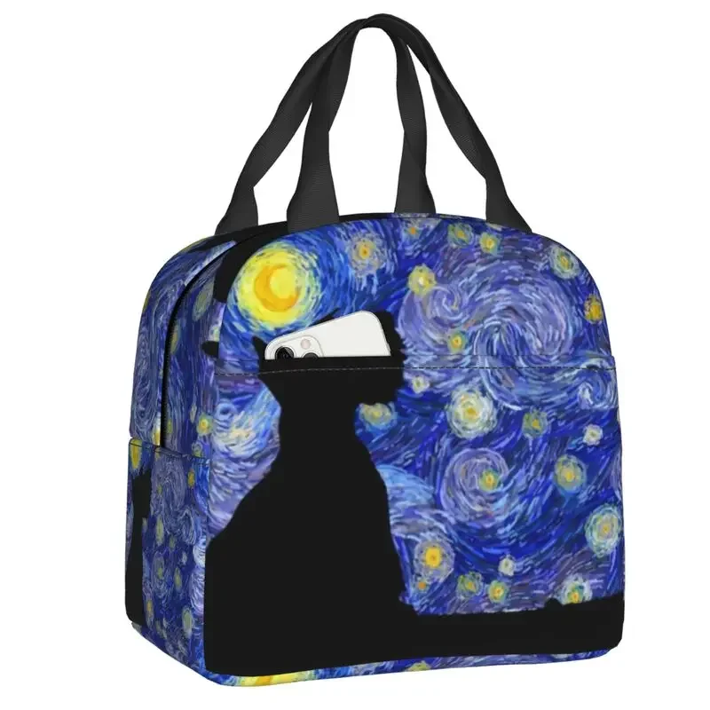 Scottish Terrier Van Gogh Starry Night Insulated Lunch Bags for Scottie Dog Resuable Thermal Cooler Food Lunch Box Work School