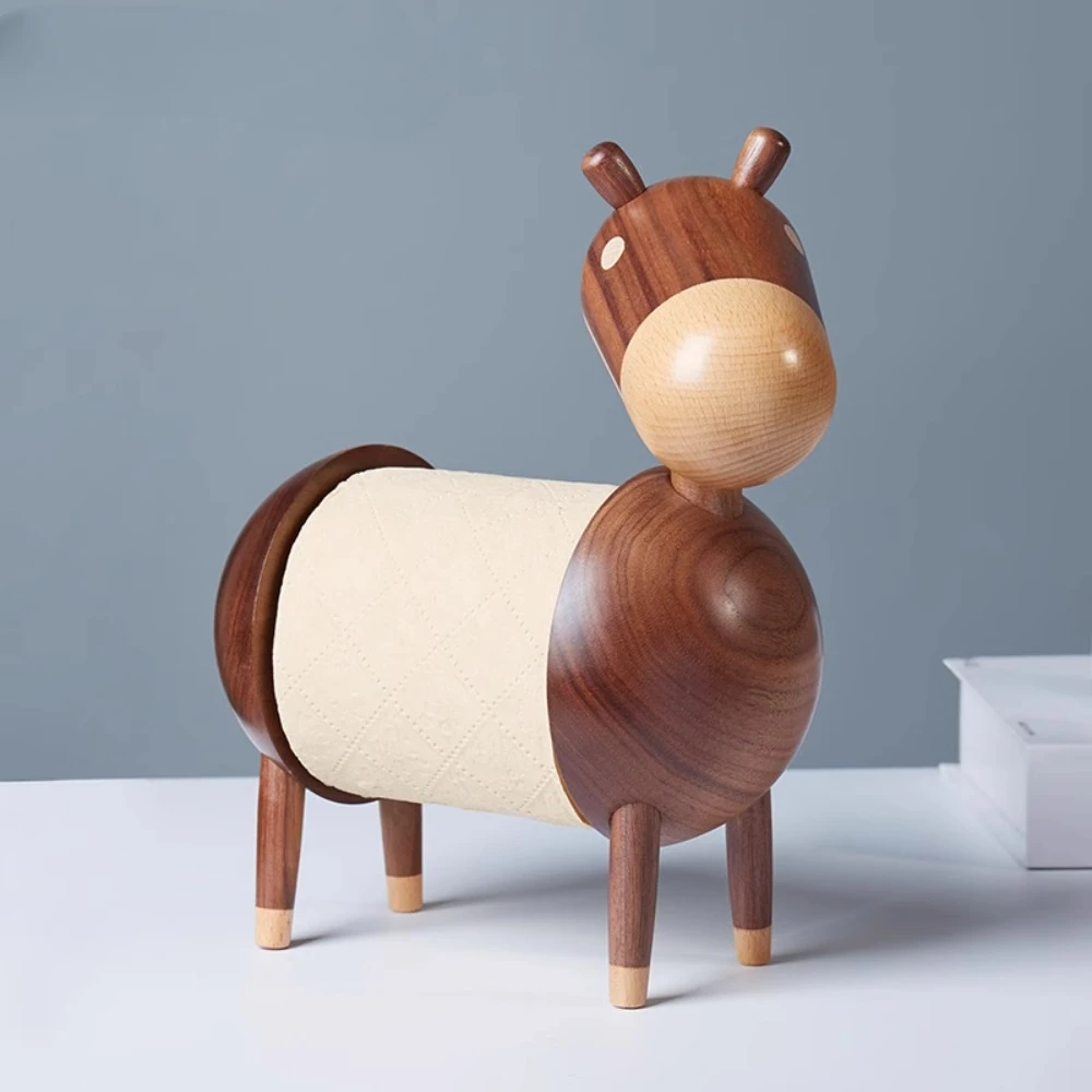 

Wood color wood art creative home gift solid wood little donkey cute cartoon household tissue box wooden tissue holder