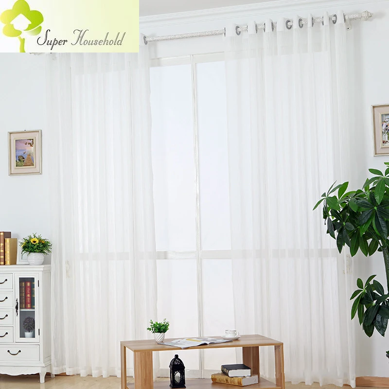 White All-Match Linen Stripe Window Screens Sheer Curtains For Living Room Tulle Modern Voile In Bedroom Balcony Yarn Decor