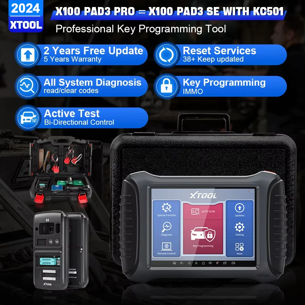 XTOOL X100 PAD3 Pro Automotive Key Programmer, IMMO Elite Key Programming Tool All Key Lost Auto diagnose Immobilizer With KC501