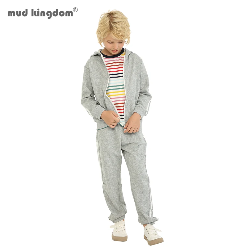 Mudkingdom 2Pcs Boys Girls Athletic Outfits Full Zip Up Hoodies Jacket and Jogger Sweatsuit for Kids Tracksuits Back to School