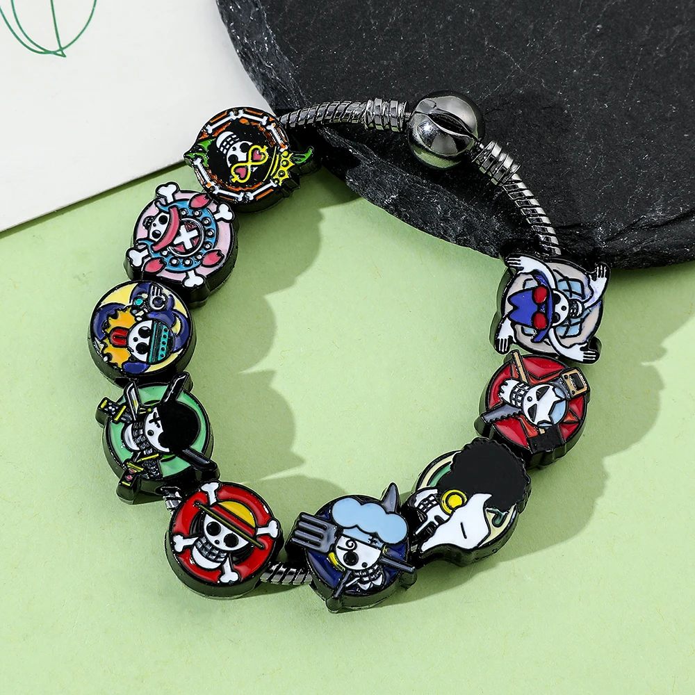 One Piece Anime Monkey D. Luffy Charms Bracelet, Tony Tony, Chopper Skull, DIY Pendant Bangle, Vintage Bracelet