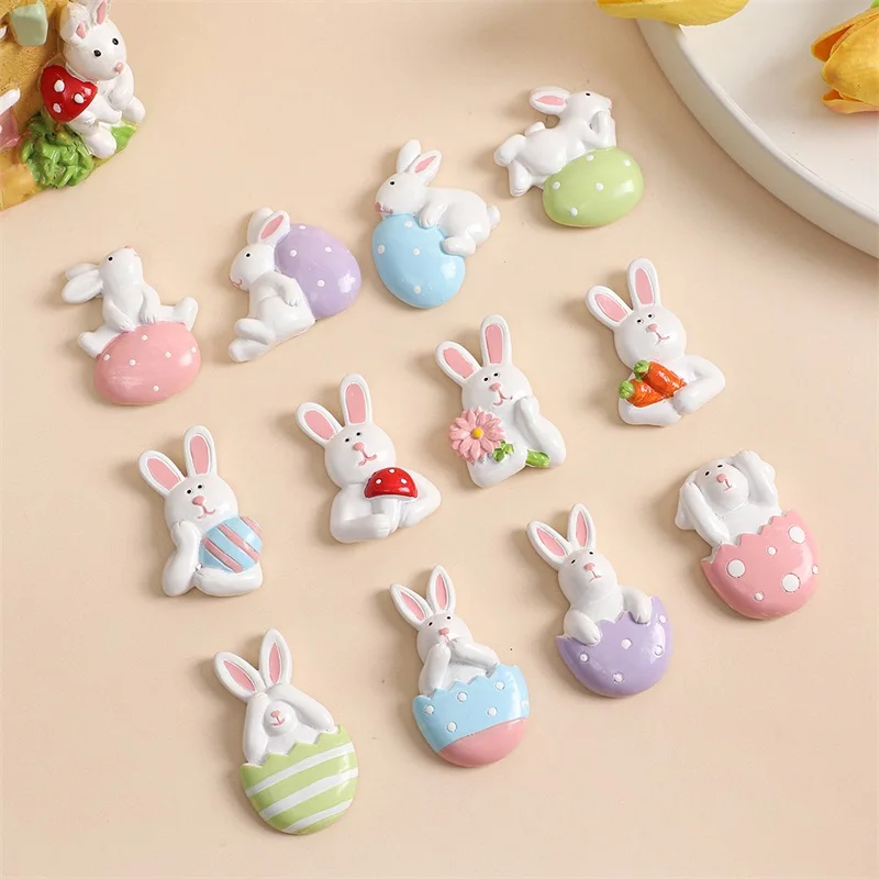 Resin Easter Fridge Magnets Cute Bunny Strong Magnetic Refrigerator Stickers for Whiteboard Home Kitchen Office Decorations