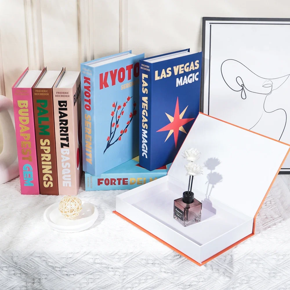 Serie de viajes, decoración de libros falsos, mesa de centro, sala de estar, caja de almacenamiento de libros falsos de moda, decoración de habitación modelo IBIZA CAPRI