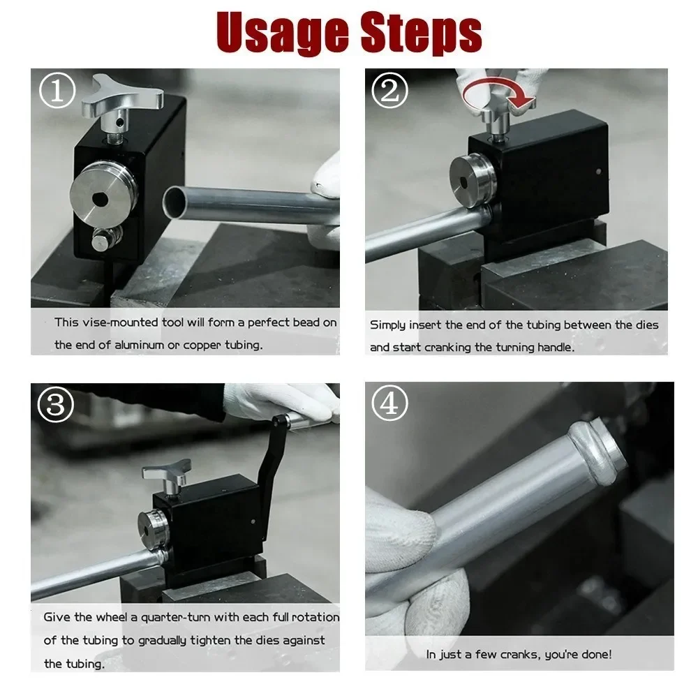 1 Set Bead Roller Tube Pipe Tubing Beader &Vise Jaw Inserts Tool Kit For Intake And Intercooler Piping In 5/8\