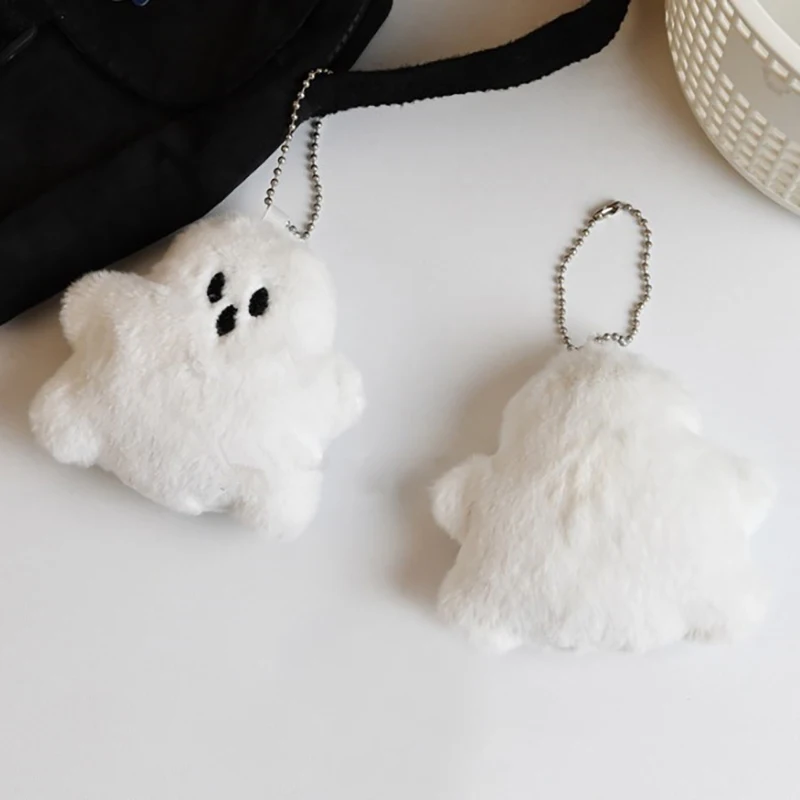 Pendentif de sac d'école fantôme blanc pour enfants, porte-clés de couple, étiquette de clé fantôme, beurre créatif, mignon, peluche drôle, cadeau