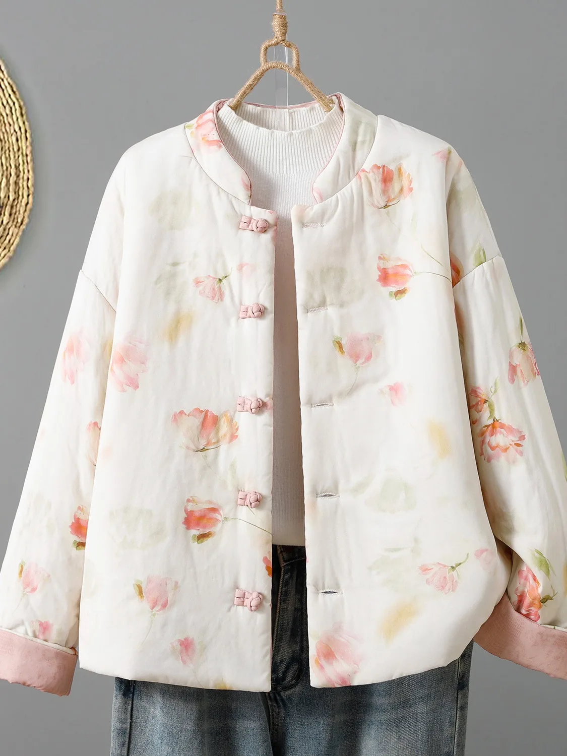 

Ретро-китайская двусторонняя хлопковая куртка для женщин: теплая, красивая, на пуговицах, зимнее пальто/верхняя одежда