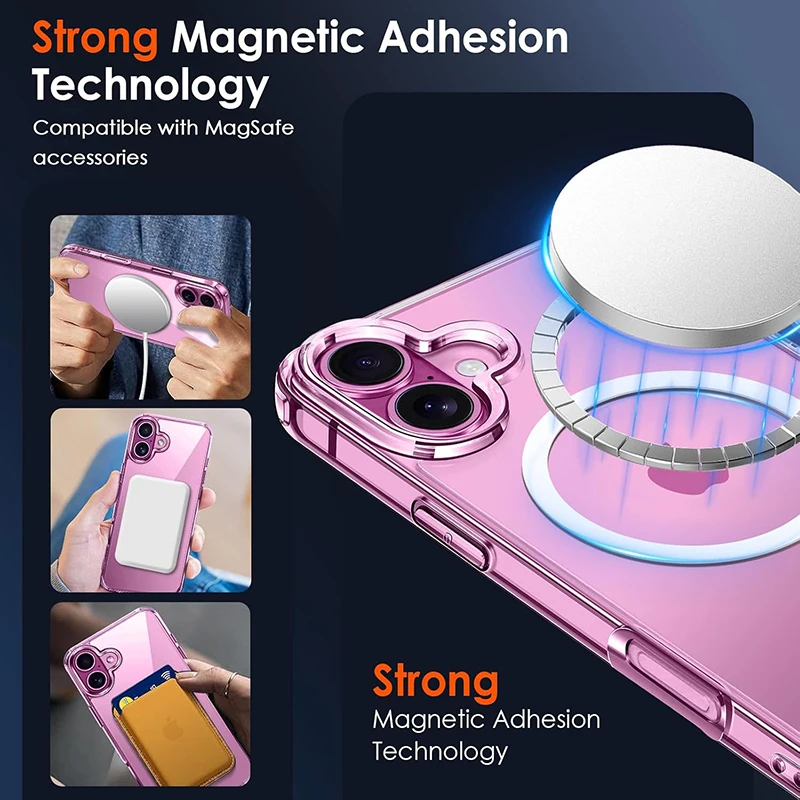 Funda transparente de lujo magnética para carga inalámbrica Magsafe para iPhone 17 16 15 14 13 12 11 Pro Max Plus Mini 3