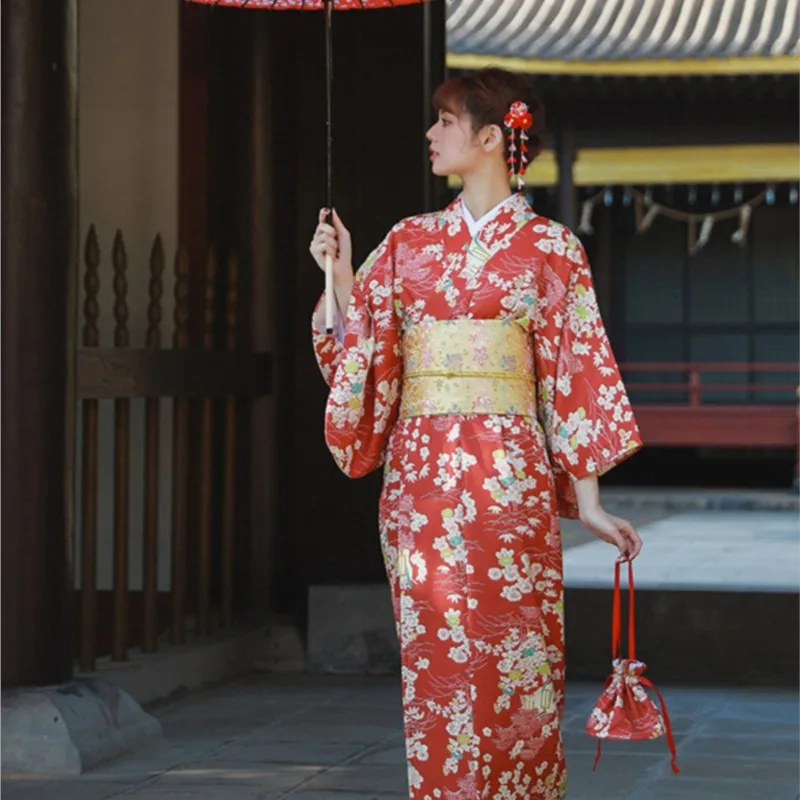 

New Moon Kimono Retro Red Japanese Cute Girl Bathrobe