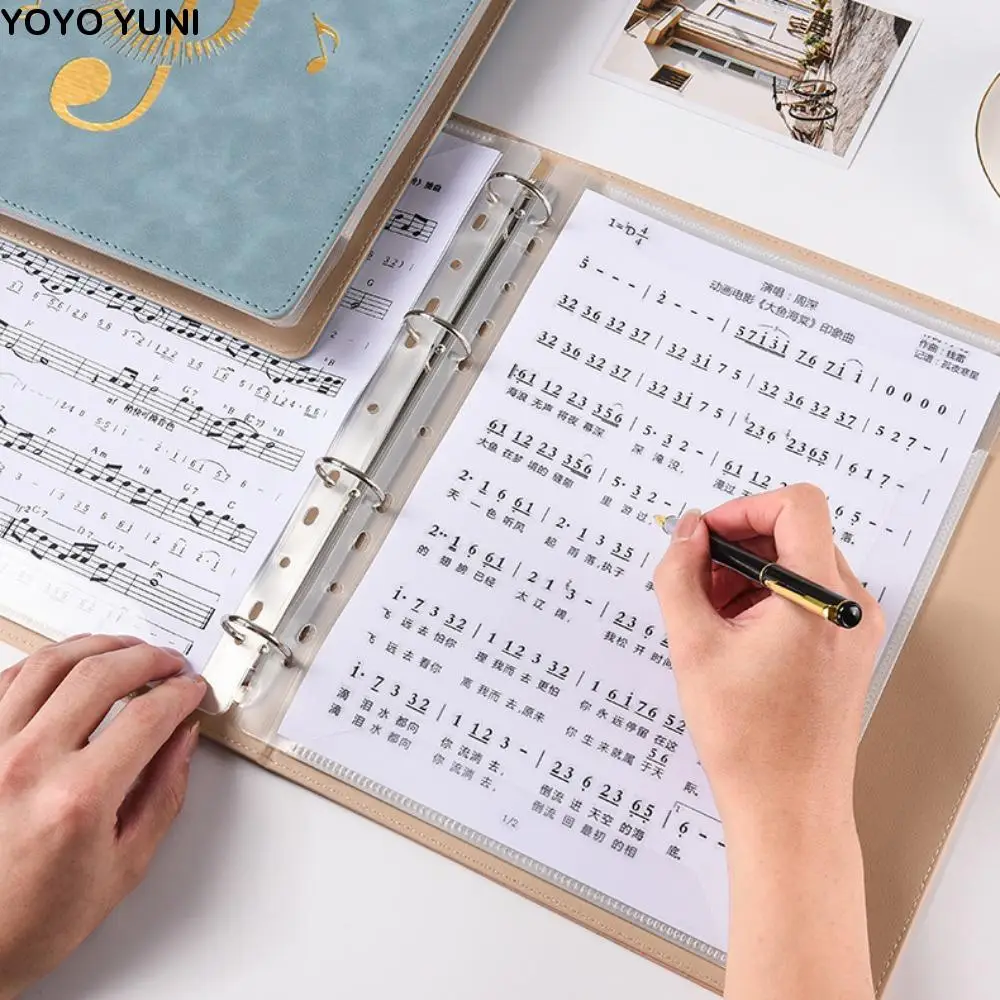 Flexible Loose Leaf Music Score Folder Detachable Writable Piano Music Sheet File Folder 20 Pages Fits Letter Size