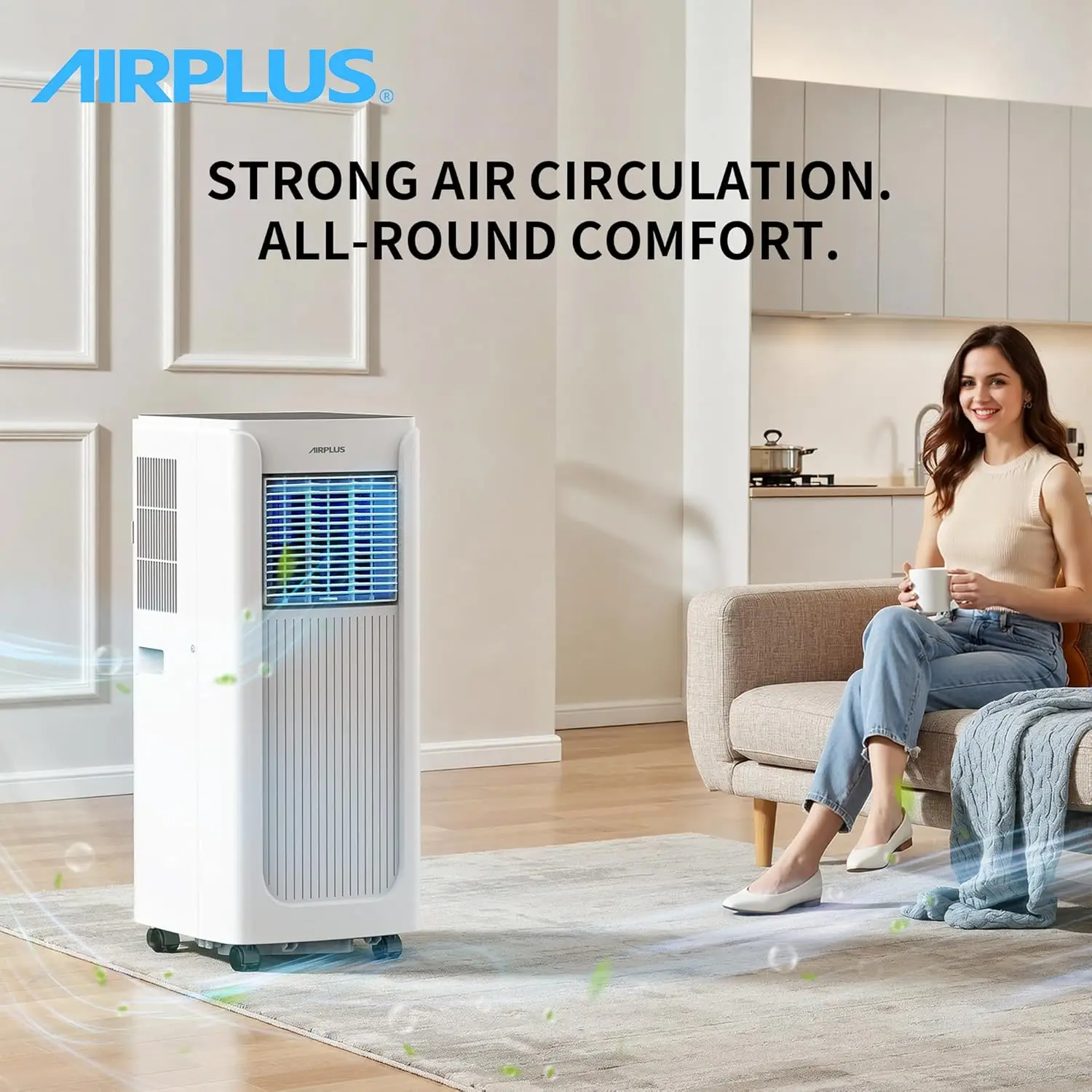 AIRPLUS BTU Portable Air Conditioner 550 Sq Ft, AC Unit with Dehumidifier Remote Sleep Mode Quiet Cooling for Bedroom Home Office