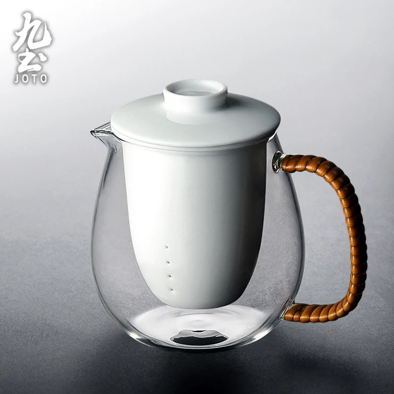 

JOTO Elegant Aesthetics Ergonomic Handle and Spout Handcrafted Ceramic Inner Glass Teapot CHR0629