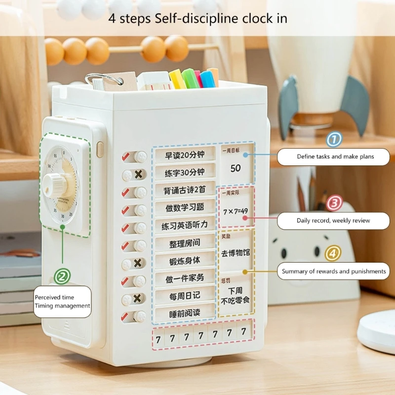 Desk Organizers with Visual Times Timer Pencil Holder Pen Organisers Rotating Pen Holder for School Office and Home