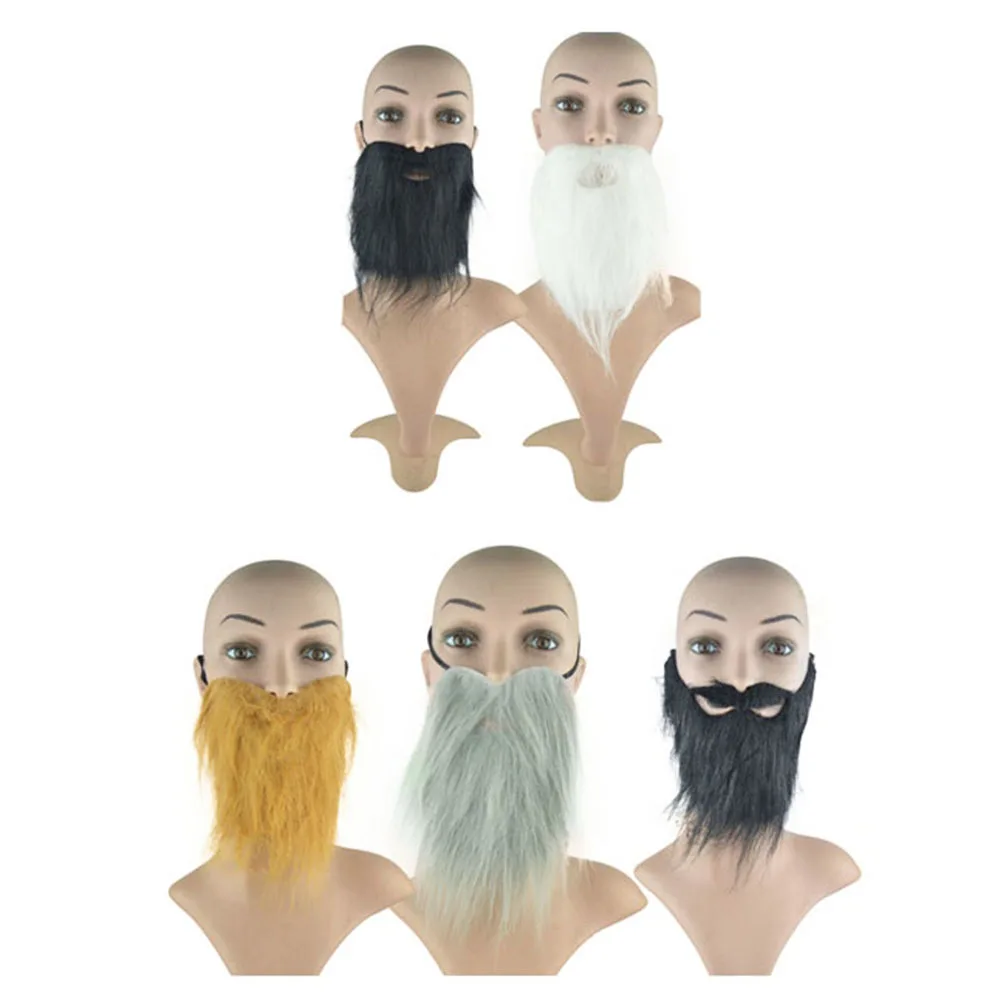 

5Pcs Fake Mustache High Quality Halloween Cosplay Props Simulation Fake Beard Party Performance Dress Up Supplies for Adults