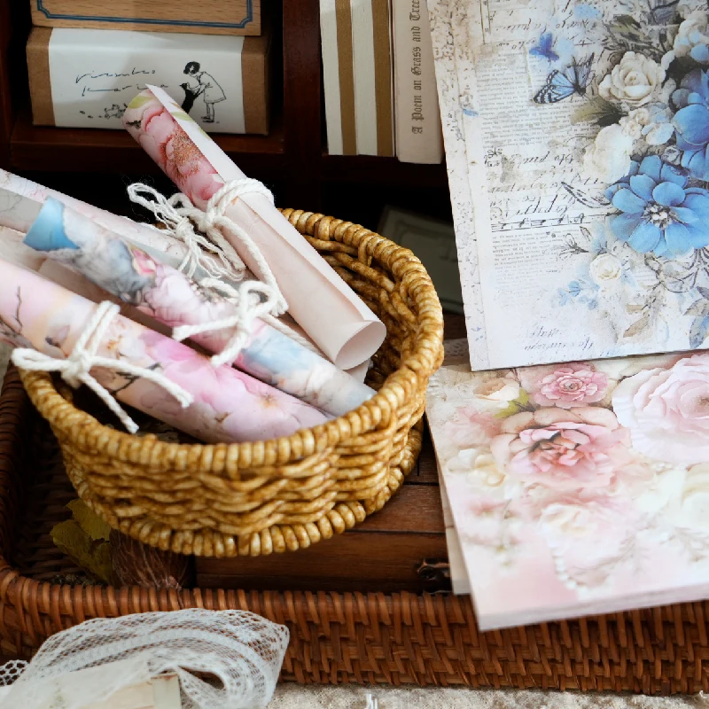 Flower Shadow Mist Series Retro Message Paper, Memo Sub, 6Packs, Uno