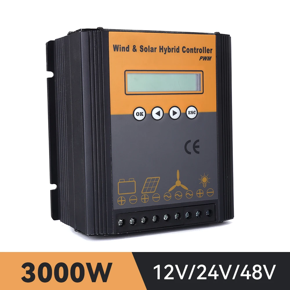 PWM Charge Controller Solar & Wind Hybrid System 3000W 4000W 12v 24v & 24v 48v Auto Regulator Windmill Generator For Home Use