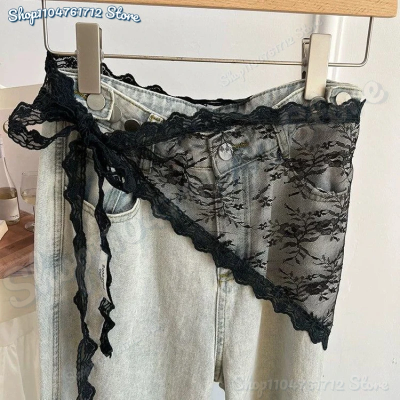 

Versatile Triangle Lace Trim Half Skirt For Women Girls Summer Sweet Butt Curtain Stacked Short Skirts Fashion Headscarf