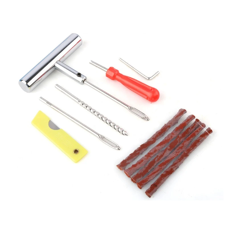 1set Heavy Duty Tire Repair Kit Tubeless Tire Puncture Professional Repair Kit For Car Motorcycle Truck Plug Tyre Mending Tool