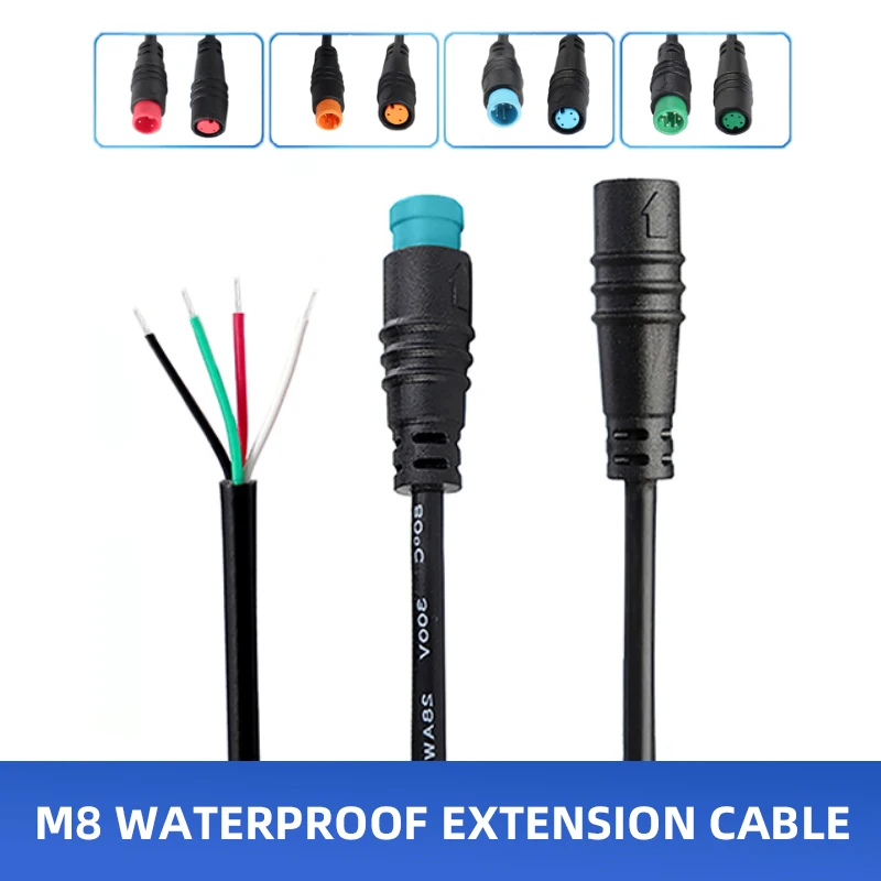 M8 Connector with 1M Cable Waterproof 2 3 4 5 6 8 Pin Male Female Extension Wire f LED Plant Light Smart Home Device Power Cable