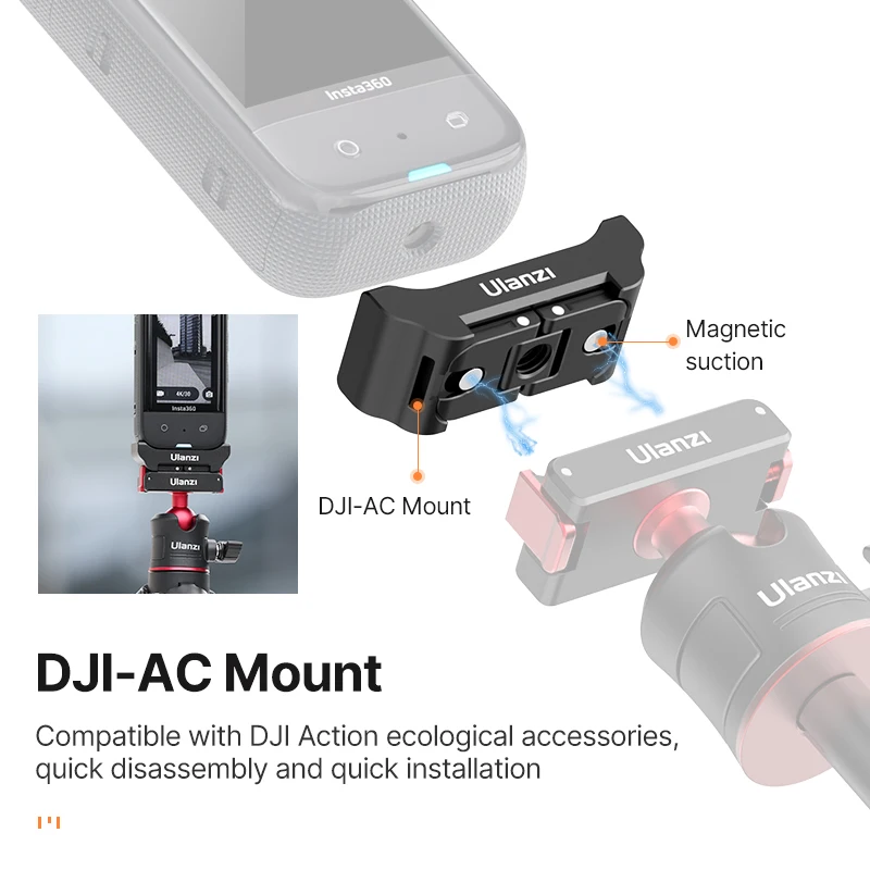 Ulanzi CO13 3-in-1 Quick Release Adapter for Insta360 X2 X3 X4 with DJI-AC Gopro Mount 1/4\