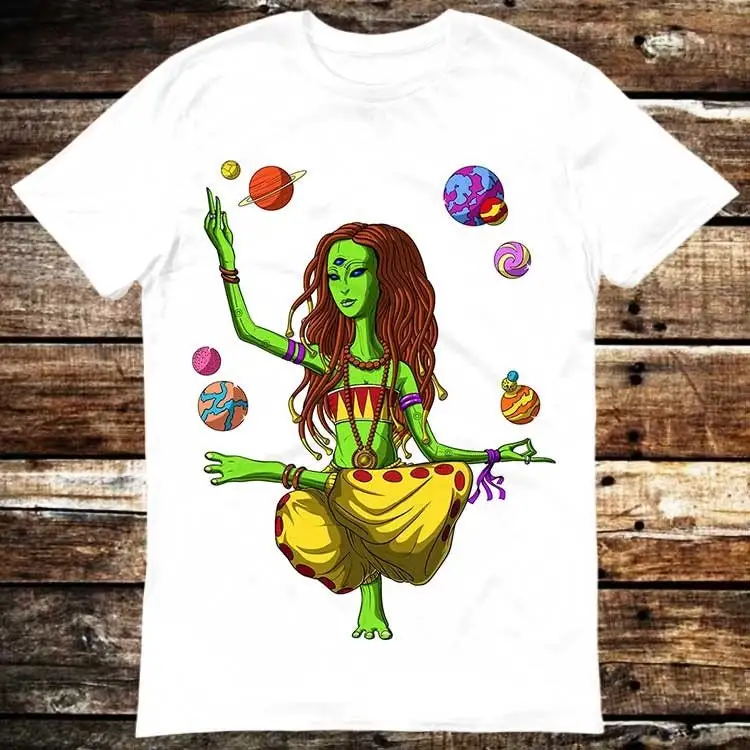 Alien Yoga Third Eye Psychedelic Zen Om Budha Godess T Shirt Meme Funny Vintage Style Aesthetic Gamer Cult Movie Music 6098