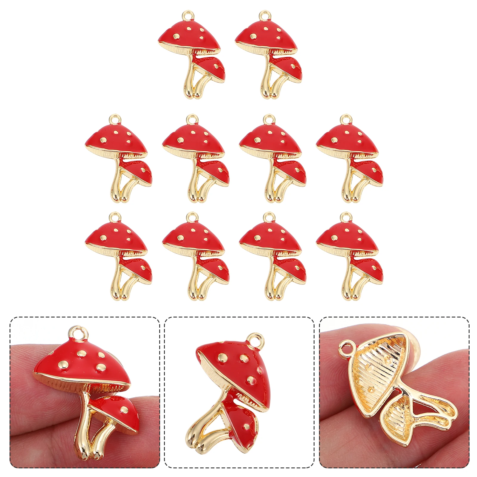 

10pcs Mushroom Pendant Accessories Zinc Alloy DIY Craft Supplies Necklace Key Ring Decor Bracelet Jewelry Making Parts