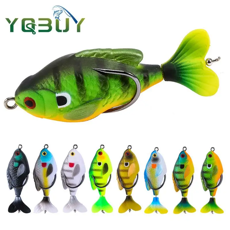 Fishing Lure Bait 7.5cm/8.5g Water Tractor Rotation Simulation Torpedo Frog Bait Soft Fish Black Fish