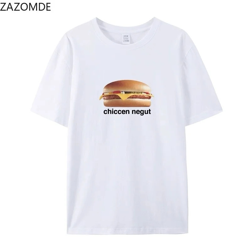 ZAZOMDE Hilarious Funny Fast Food Graphic Tee Vintage Streetwear Unisex Short Sleeve Eye-catching Burger Print Oversized T-shirt