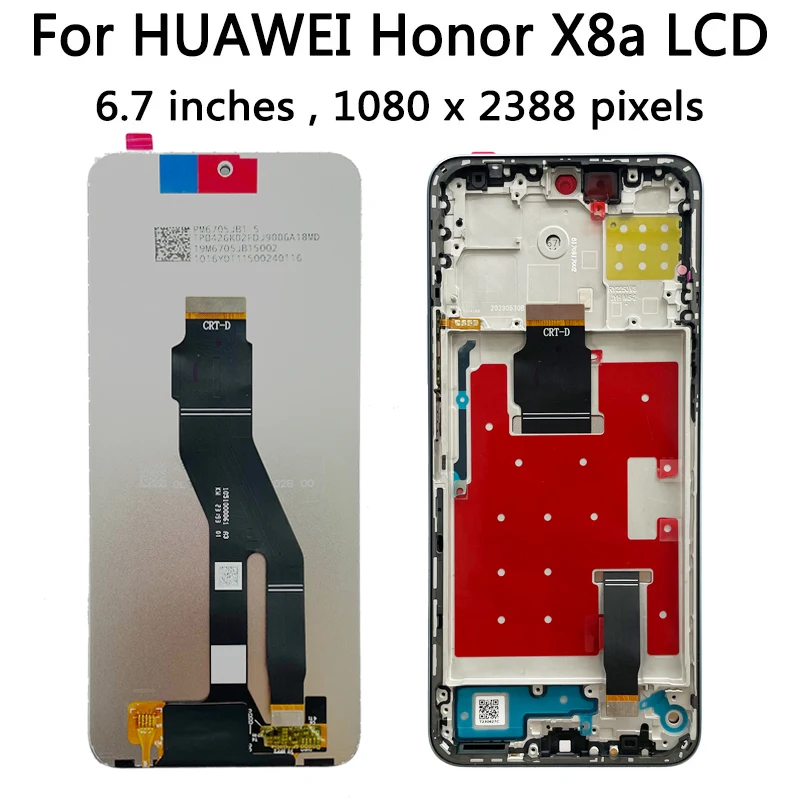 6.7\'\' New For Huawei Honor X8a LCD Display With Frame Touch Screen Digitizer Assembly HonorX8a CRT-LX1 CRT-LX2 CRT-LX3 LCD