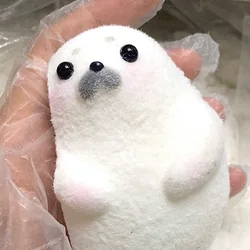 Kawaii Handmade Silicone Soft Mini Chubby Seal Flocked Squishy Chick Cute Girl Birthday Gift Pinching Fidget Fingertip Kids Toy