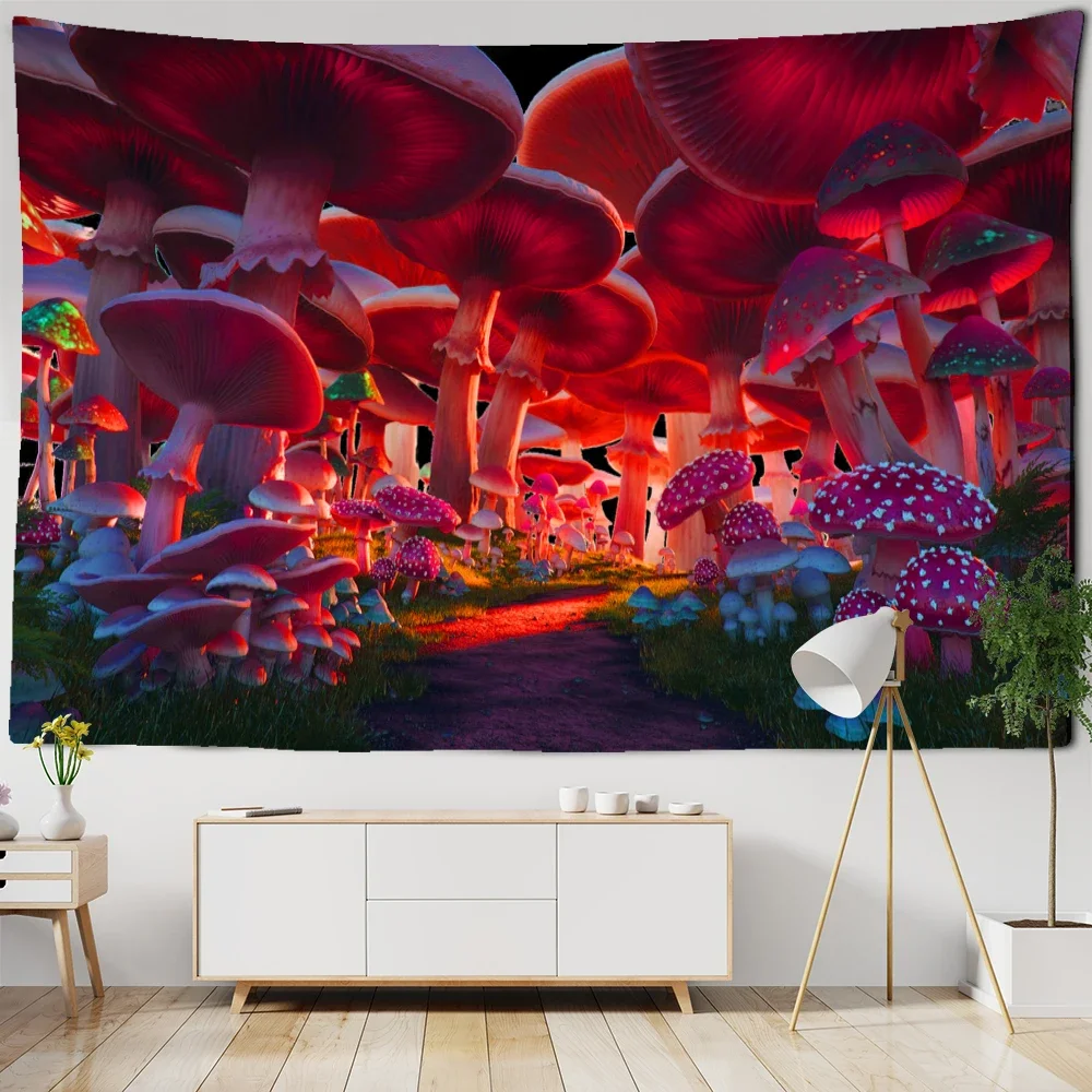 Mushroom Tapestry Wall Decor Mycology Champignon Wall Hanging Boho Decor Psychedelic Hippie Night Moon Tapestry Room Home Decor