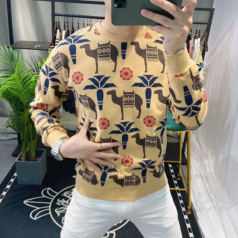 

2024 Men's Clothing New Arrivals Autumn and Winter Hoodies European Station Fashion Personality Printed High-grade Loose Tops