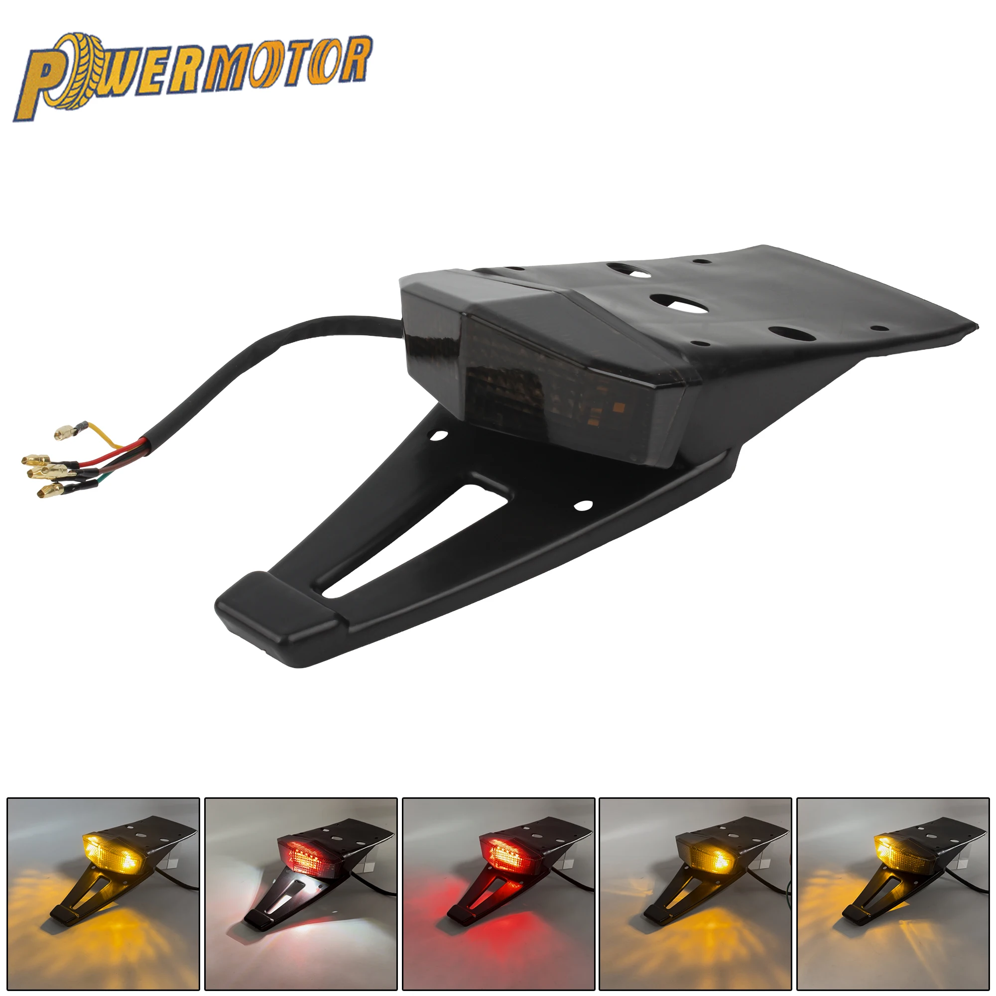 

Powermotor Motorcycle Tail Lights Rear Fender Stop Signal Taillight Dirt Bike Universal 12V License Plate Moto Accessories