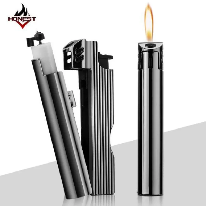Honest Metal Grinding Wheel Open Flame Pipe Lighter Inflatable Core Changing Multifunctional Tool Gas Lighter Men\'s Gift