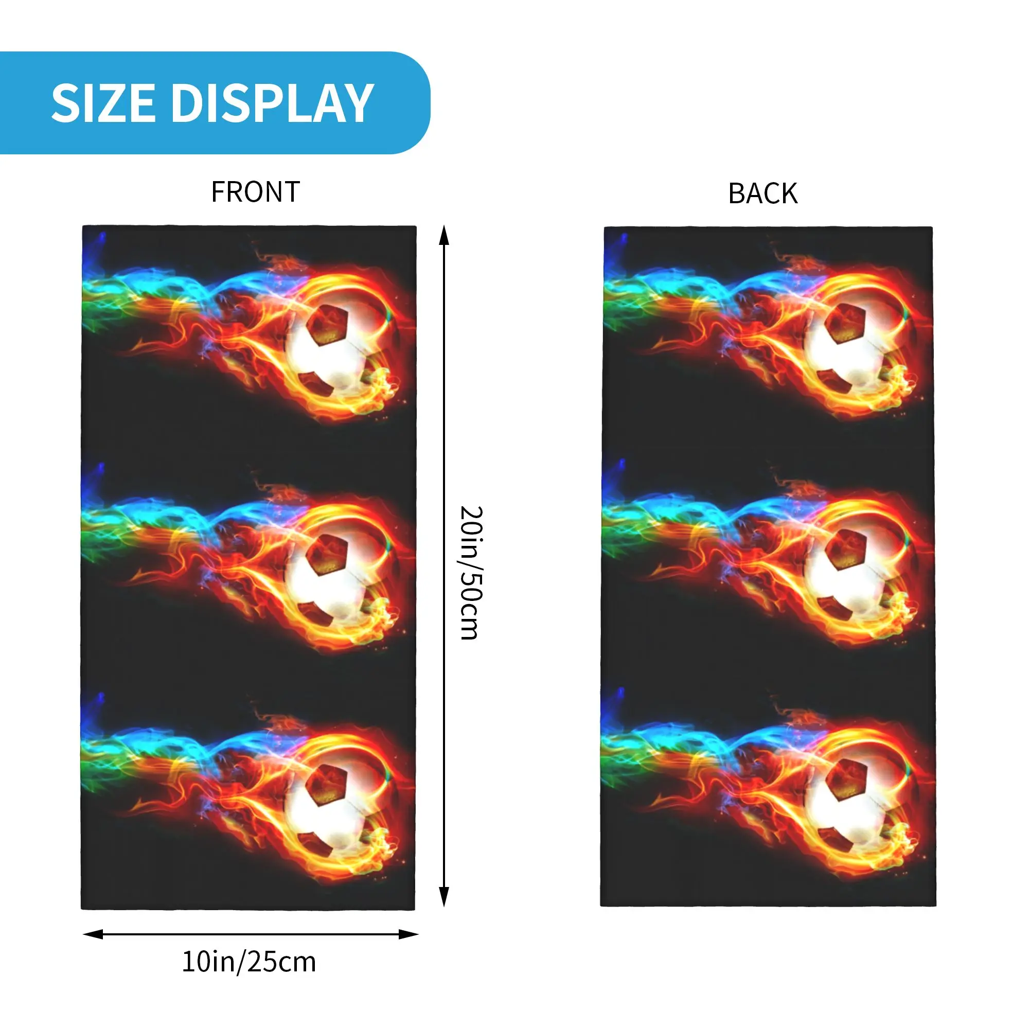Custom Soccer Fire Bandana Neck Gaiter for Hiking Camping Men Women Wrap Scarf Football Sport Balaclava Warmer