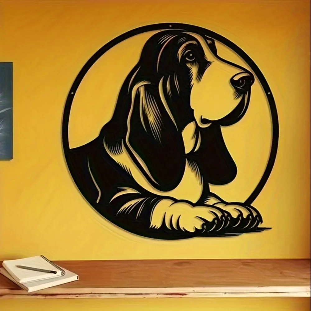 CIFBUY Metal Wall Art Geometric Beagle Dog Silhouette Durable Indoor Hanging Decor for Nursery Bedroom Modern Iron Ornament