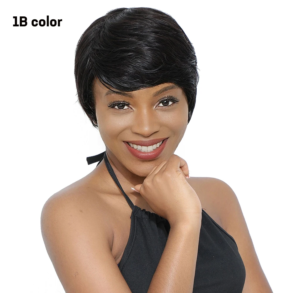 Short Bob Straight Human Hair Wigs Natural Color Brazilian Remy Hair Pixie Cut Wig Cheap Human Hair Wig For Black Women Misney