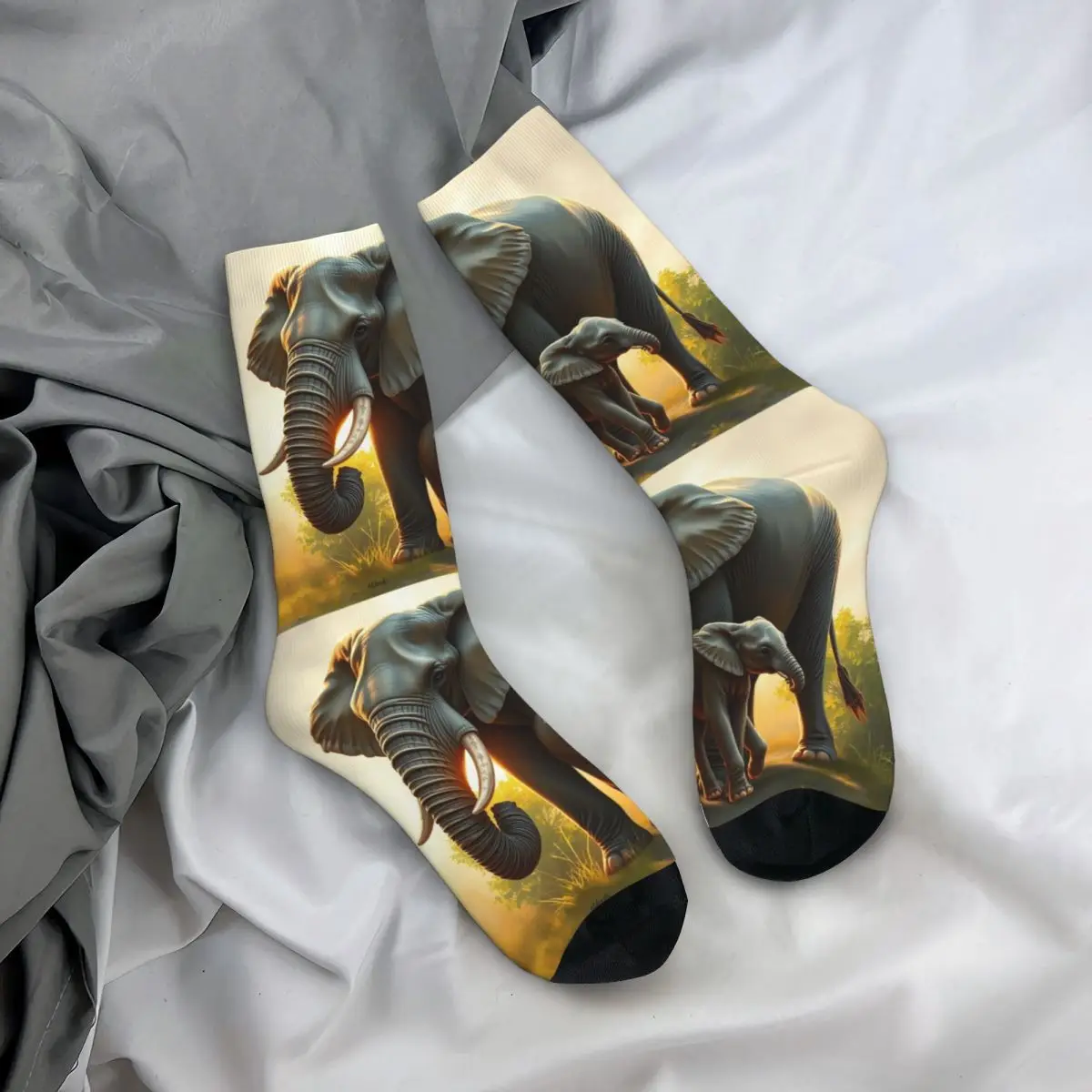 

Чулки для экипажа, носки с изображением слона, модные длинные носки, аксессуары для мужчин и женщин, рождественские подарки