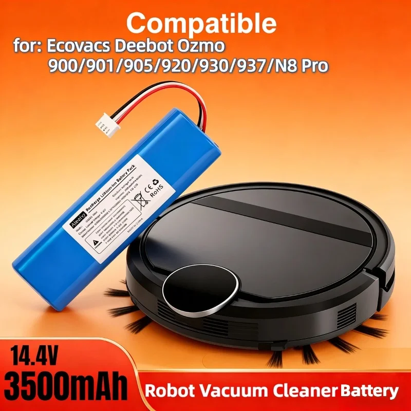 

14.4V 2600mAh High-Capacity Li-ION Battery – Replacement for Ecovacs Deebot Ozmo 900/901/905/920/930/N8 Pro Robot Vacuum Cleaner