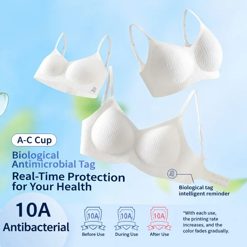 10A Grade Antibacterial Undyed Cotton Women Lingerie Set Small Bust Push-up Side Fat Collection Breathable Soft Support Seamless