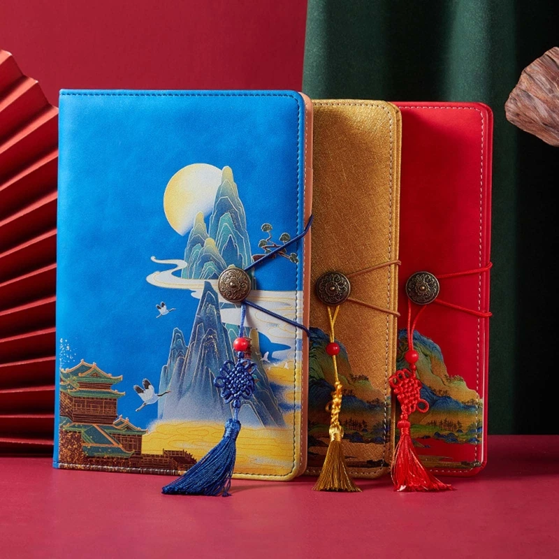 Retro สไตล์จีน Art สมุดบันทึกปกแข็ง100แผ่นกระดาษเรียงรายโรงเรียนเครื่องเขียนสำหรับห้องเรียนรางวัลของขวัญ