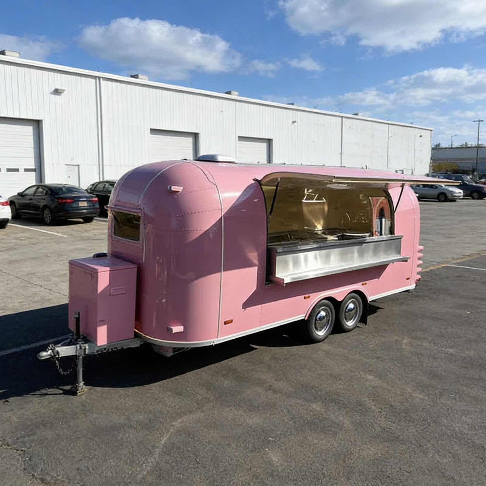 Commercial Mobile Food Trailer Fully Equipped Stainless Steel Concession Food Truck Rust Resistant Insulated Compartments Ice