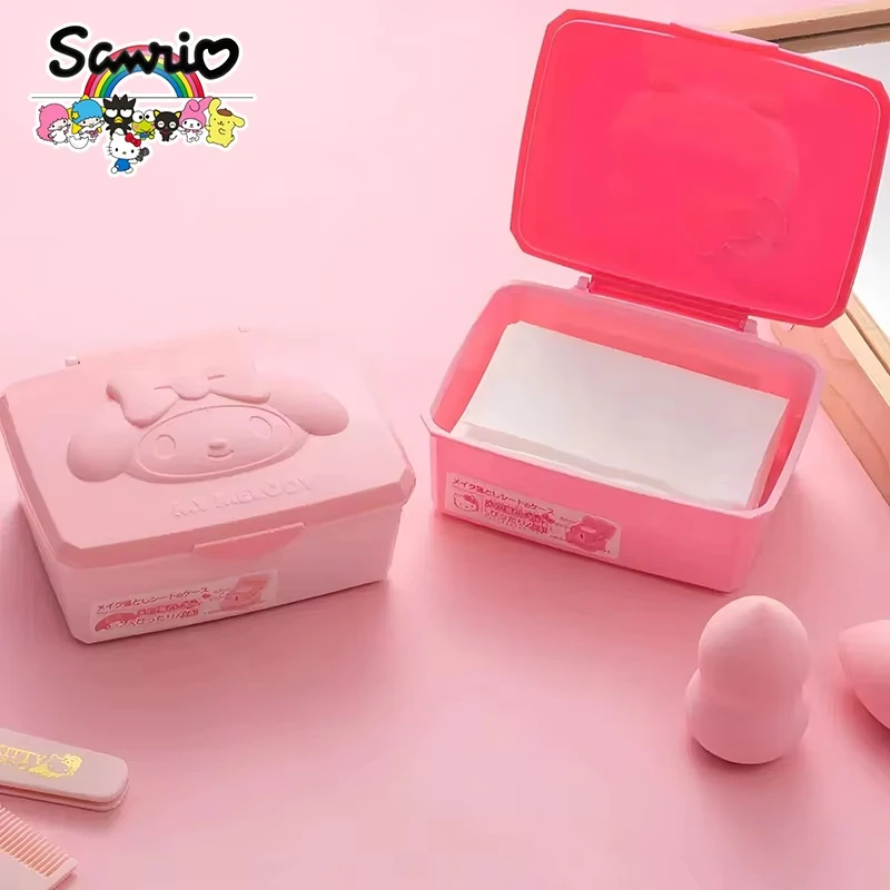 

Sanrio Hello Kitty Cotton Swabs Storage Box Cartoon Melody Jewelry Box Cute Girl Storage Box Student Stationery Storage Gifts