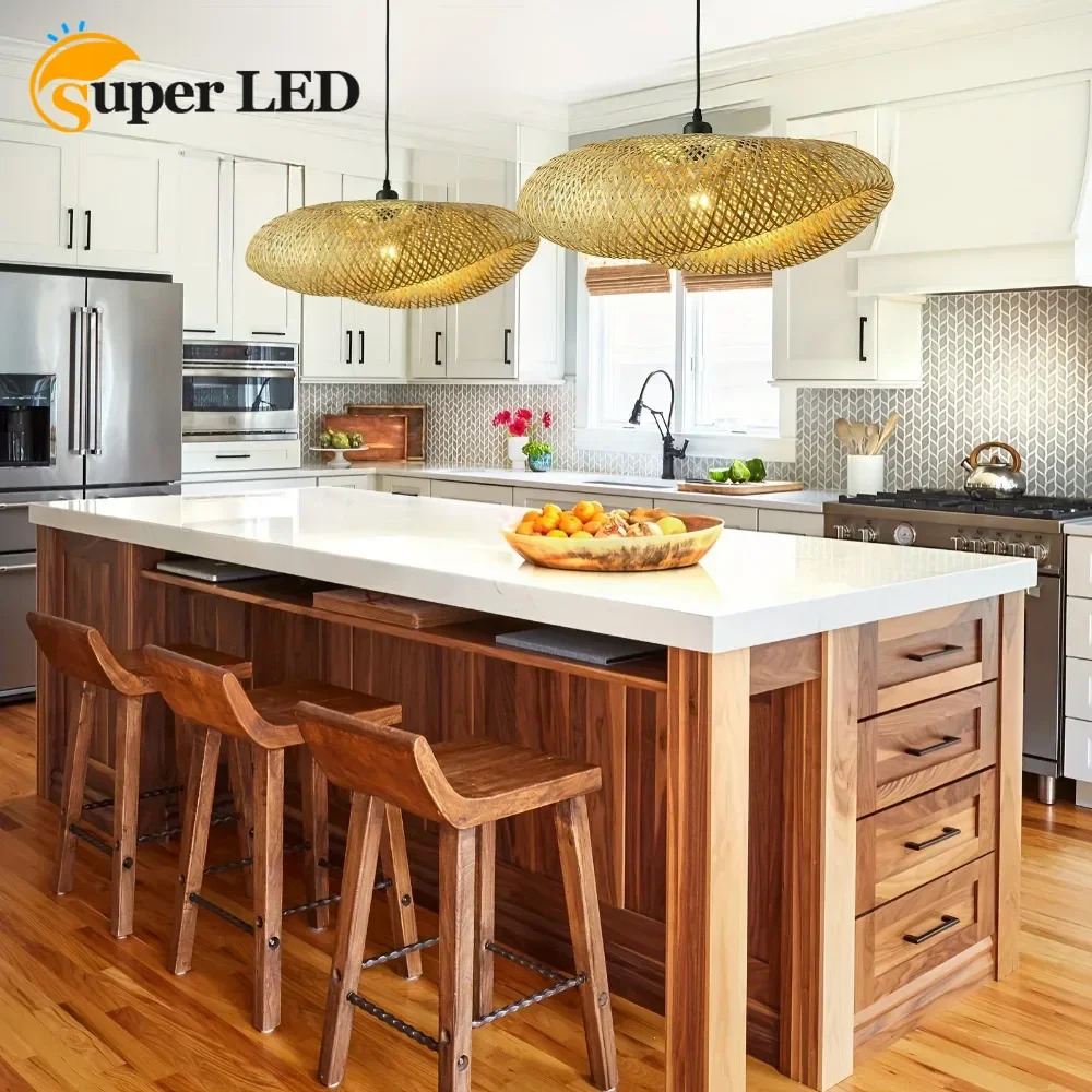 Chinese Style Bamboo Pendant Lamp Line Length 1.5m Cafeteria Chandeliers 40cm/50cm/60cm Ceiling Light Café for Living Room Decor